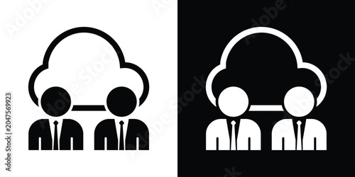 Fotografie Two professional business avatars sharing a cloud computing icon