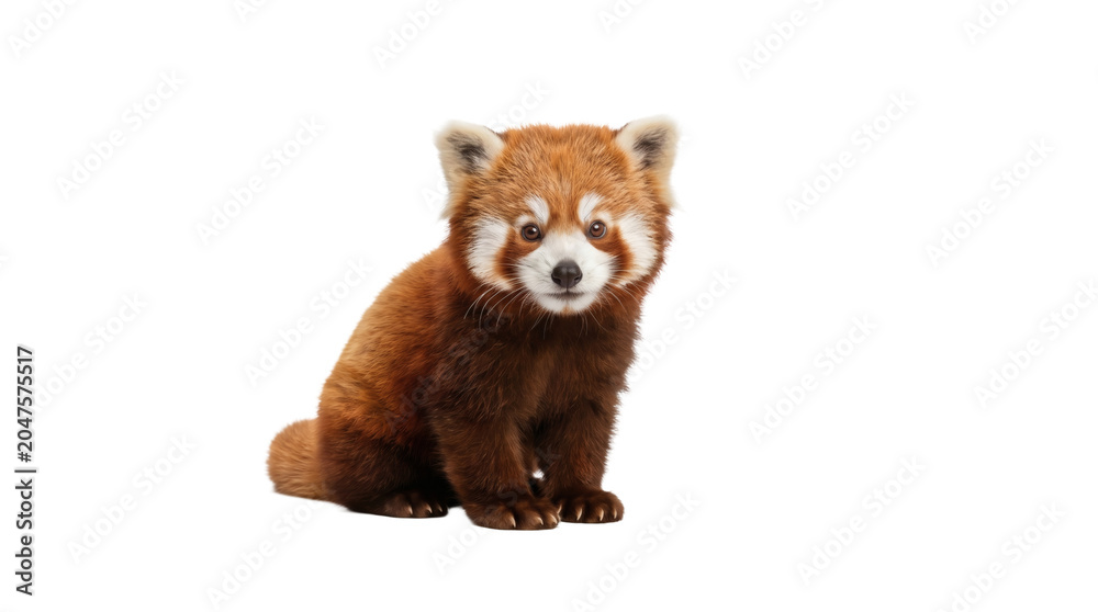 Fototapeta premium A studio photography captures an adorable red panda sitting isolated on transparent background