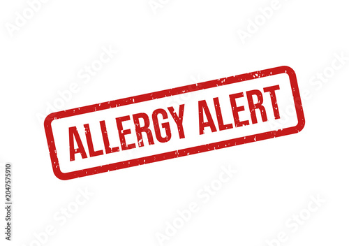 Tableau sur toile Red allergy alert stamp or label with bold text