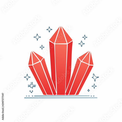 Red Crystal Cluster Icon
