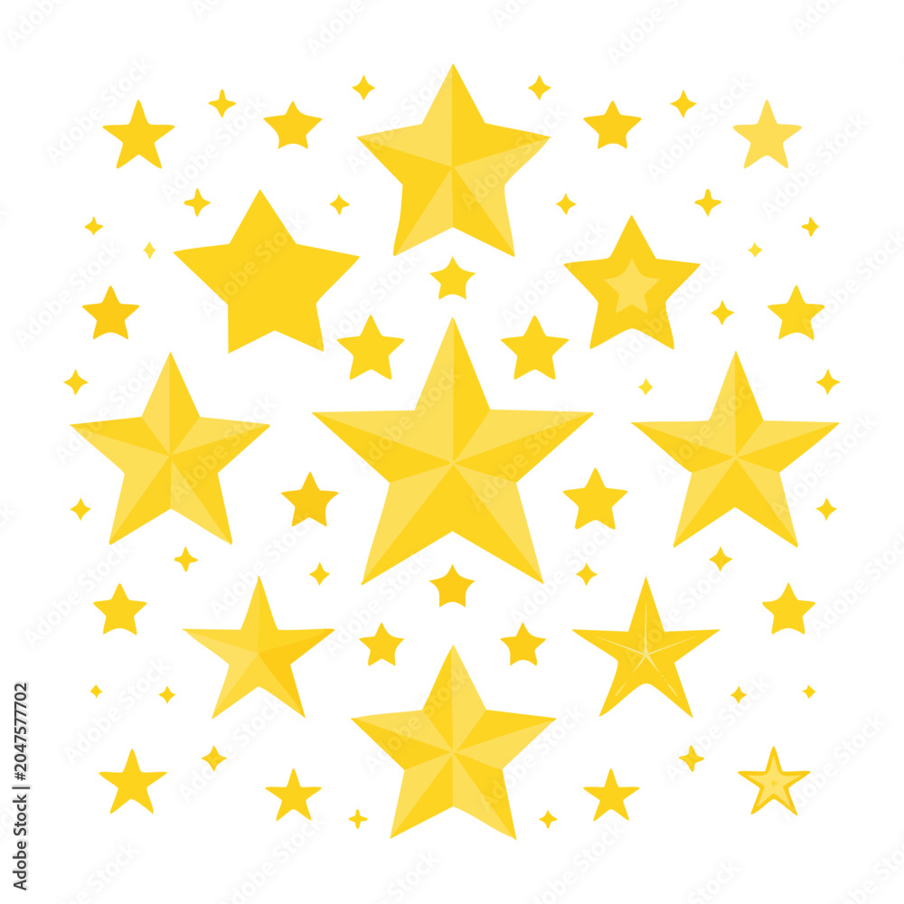 Fototapeta premium Yellow stars pattern on white background