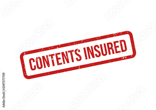 Foto Red contents insured stamp on transparent background