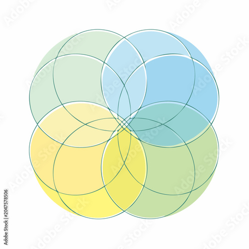Abstract Geometric Pattern of Intersecting Circles in Pastel Colors