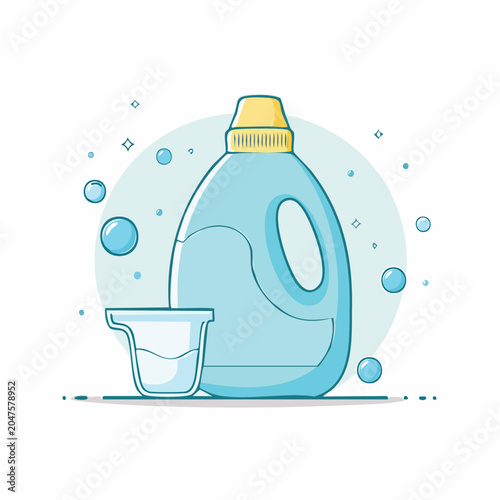 Laundry Detergent Bottle and Measuring Cup Illustration