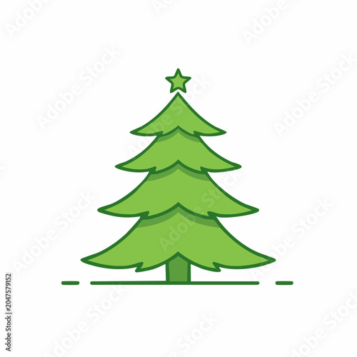 Stylized Christmas Tree Icon with Star