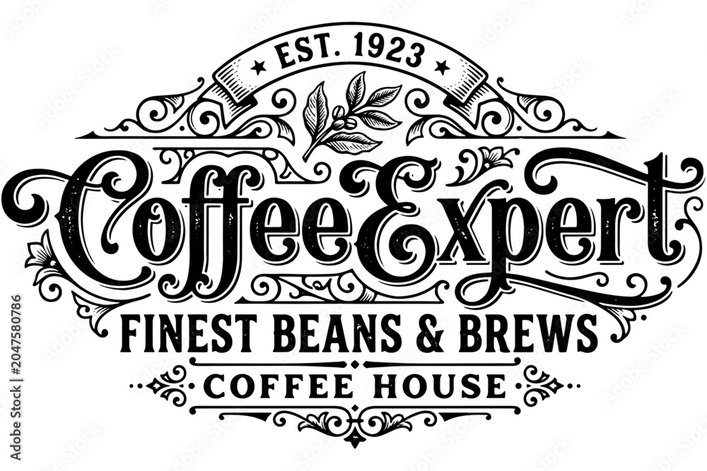 Obraz premium CoffeeExpert Premium Artisan Coffee Logo Vintage Typography Vector Design
