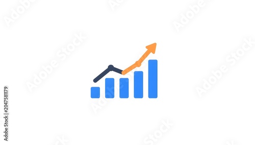 Dark Blue Data Visualization Line Graph with Growth Trend Analytics Icon