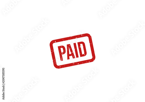 Quadro su tela Red paid stamp seal with bold white text