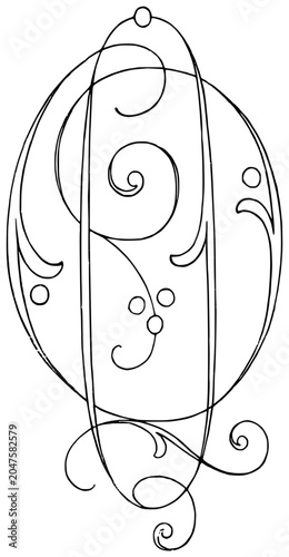 Decorative Monogram Letter Q Initial Line Art Design