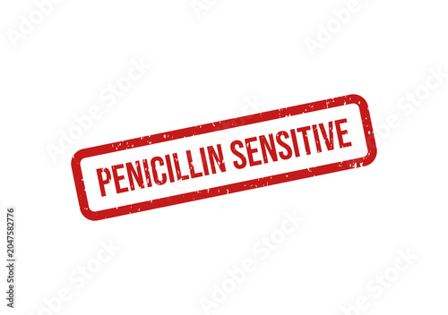 Photos Red penicillin sensitive warning label stamp