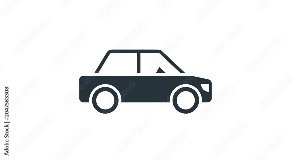 Fototapeta premium Simple black car icon on white.
