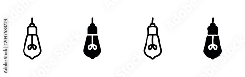 Obraz na płótnie Vintage Edison Light Bulb Icons - Classic Filament Lamp Vector Symbols