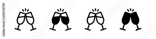 Fotografía Champagne glasses clinking icon set