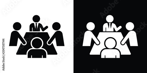 Quadro su tela Professional corporate board meeting vector icon with a manager leading a team workshop session