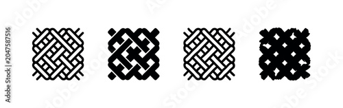 Fotografija Interwoven or braided pattern texture icon set, abstract graphic design element