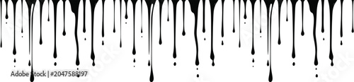 Bild auf Leinwand Black dripping liquid vector border element with paint drops and messy fluid in