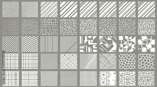 Quadro su tela Geometric seamless patterns mega bundle with white abstract line textures and g