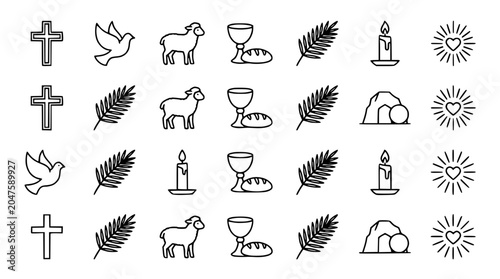 Konstfotografi Christian Symbols: Cross, Dove, Lamb, Eucharist, Palm, Candle, Resurrection, Hea