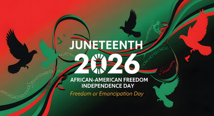 Juneteenth celebration background with African American freedom theme