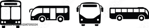Bus Icons featuring clean public transport symbols, scalable vector graphics, and modern transit signage design.