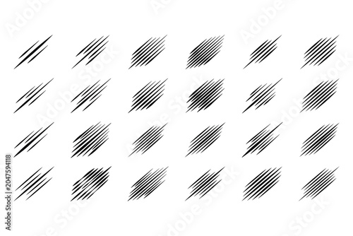 Speed lines set representing motion and fast movement burst accents as vector illustration icons.
