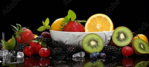 art of fruits slice a black and white high contrast full body. Generative AI