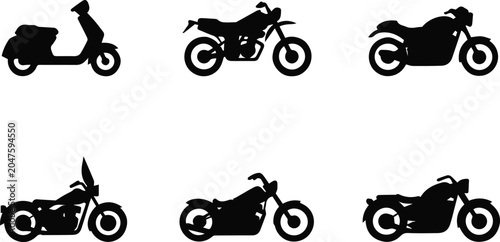 Fotografía Classic chopper and touring motorcycle silhouettes