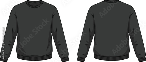Bild auf Leinwand Long Sleeve Crewneck Pullover Front Back Fashion Flat Layout