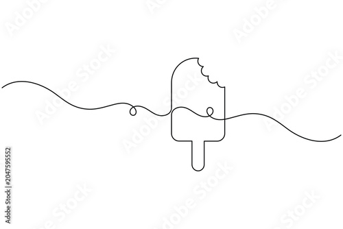 Bitten popsicle ice cream bar continuous one line drawing minimalist ice cream dessert vector illustration