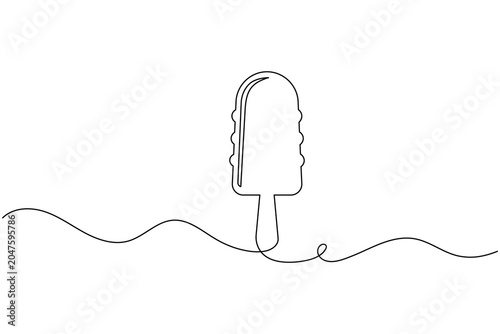 Wavy popsicle ice cream bar continuous one line drawing minimalist ice cream dessert vector illustration