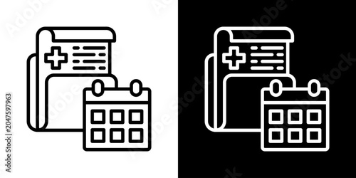 Sick Leave Icon Of Line Black And White Style Vector Illustrationn