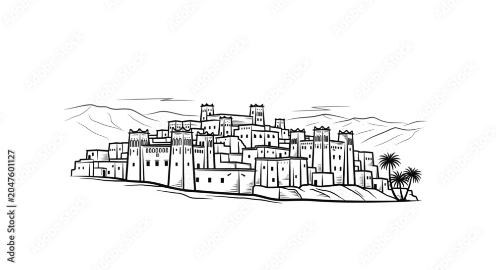 Fototapeta premium City Buildings on a Hill Side.