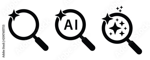 Foto Set of magnifying glass search icon