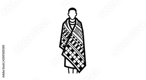 Woman wrapped in a shawl.