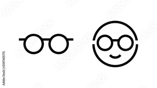 Fotografi Black and white simple line of a smiley face and abstract shapes