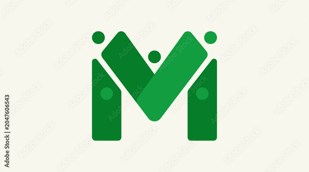 Fototapeta premium Green logo with abstract human figures.