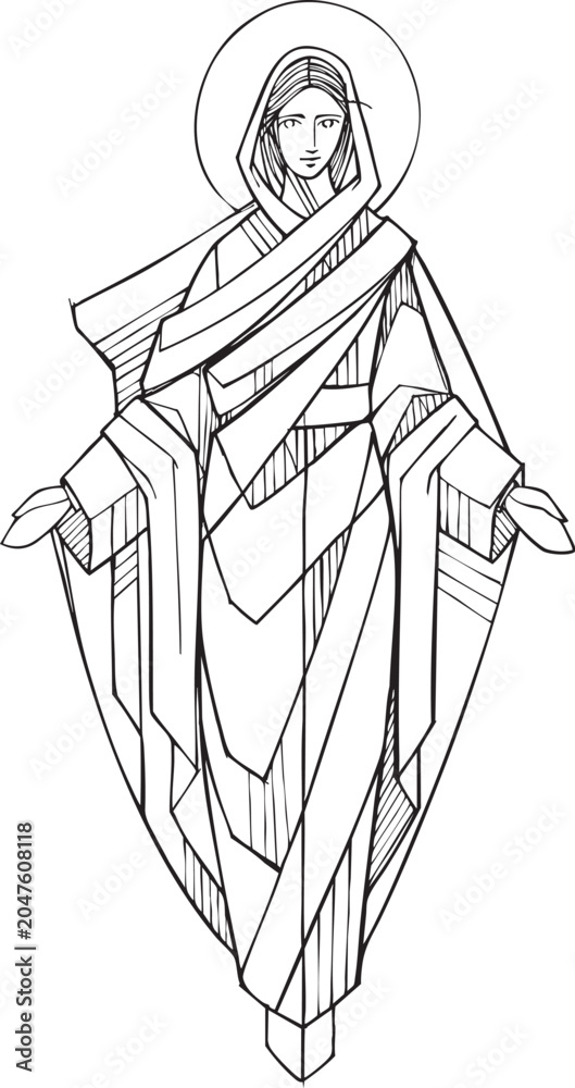 Naklejka premium Assumption of Mary Hand Drawn Illustration