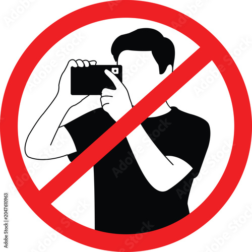 No Selfie. no photography sign. No Filming icon
