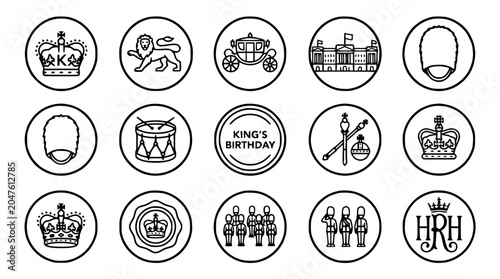 Quadro su tela British Royal Icons: King's Birthday, Crown, Guards, Carriage, Palace, Drum