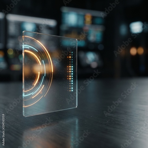 Close Up AI Agent Status Holographic Panel