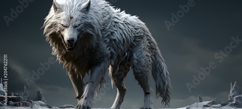 white wolf humanidad full body. Generative AI