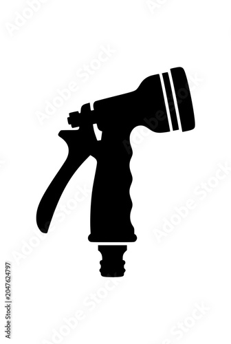 Black Silhouette of a Garden Hose Spray Nozzle Gun