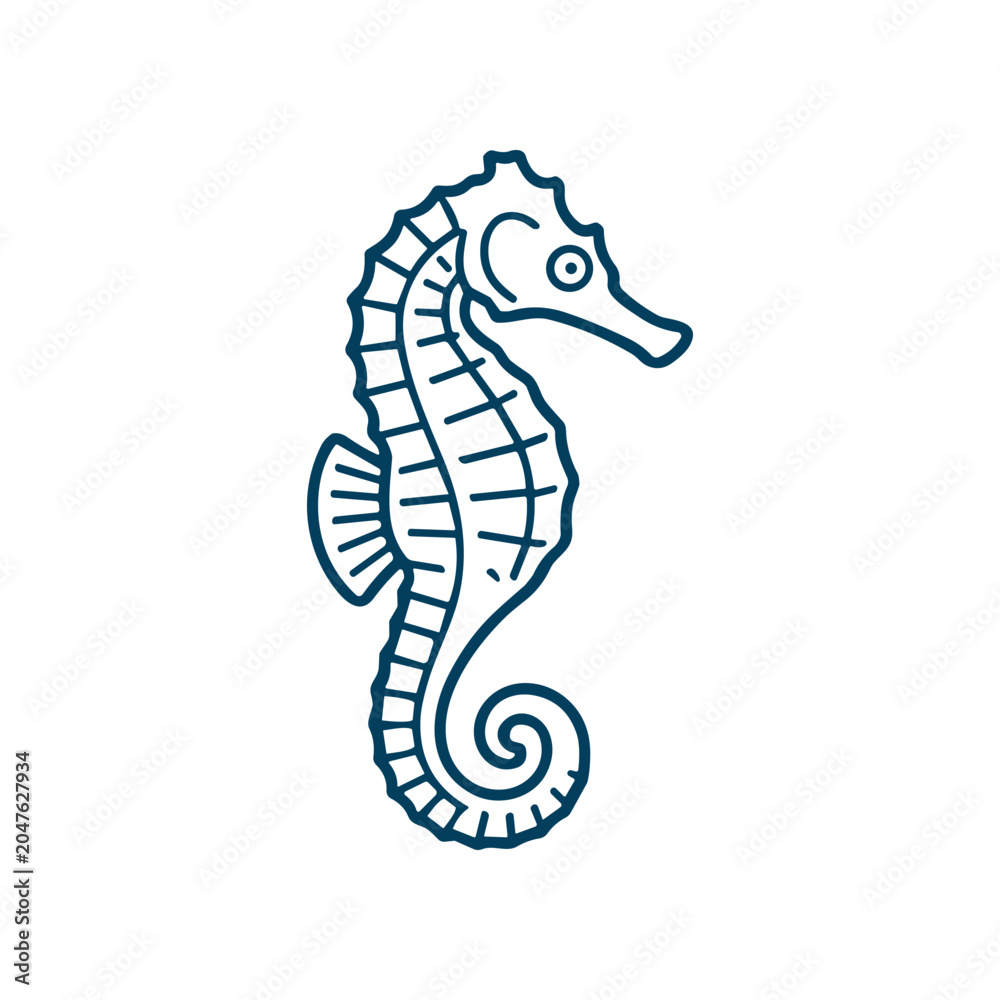 Fototapeta premium Seahorse ocean marine animal illustration.