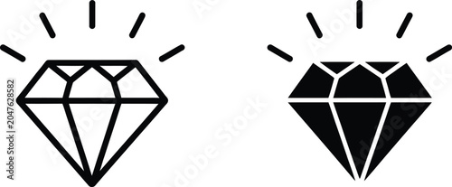 Diamond Icon Vector Isolated on White Background, Gemstone Symbol for Luxury Jewelry and Premium Design