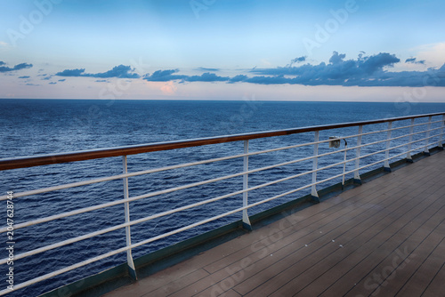Looking at the sea from the deck of a cruise ship