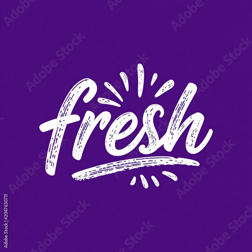 Pop art comic book style word FRESH in textured hand-drawn lettering with an orange juice splash explosion on a white background created with Generative AI Technology, ai, generative