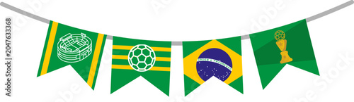 Bild auf Leinwand Brazil Soccer Championship Bunting Garland Illustration