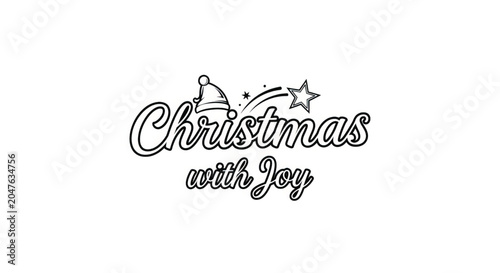 Christmas with Joy Holiday Greeting Text.