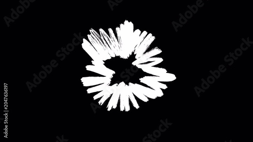 Abstract white brush stroke circle shape animation on black background.