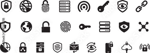 Foto VPN. Silhouette vector icon Set